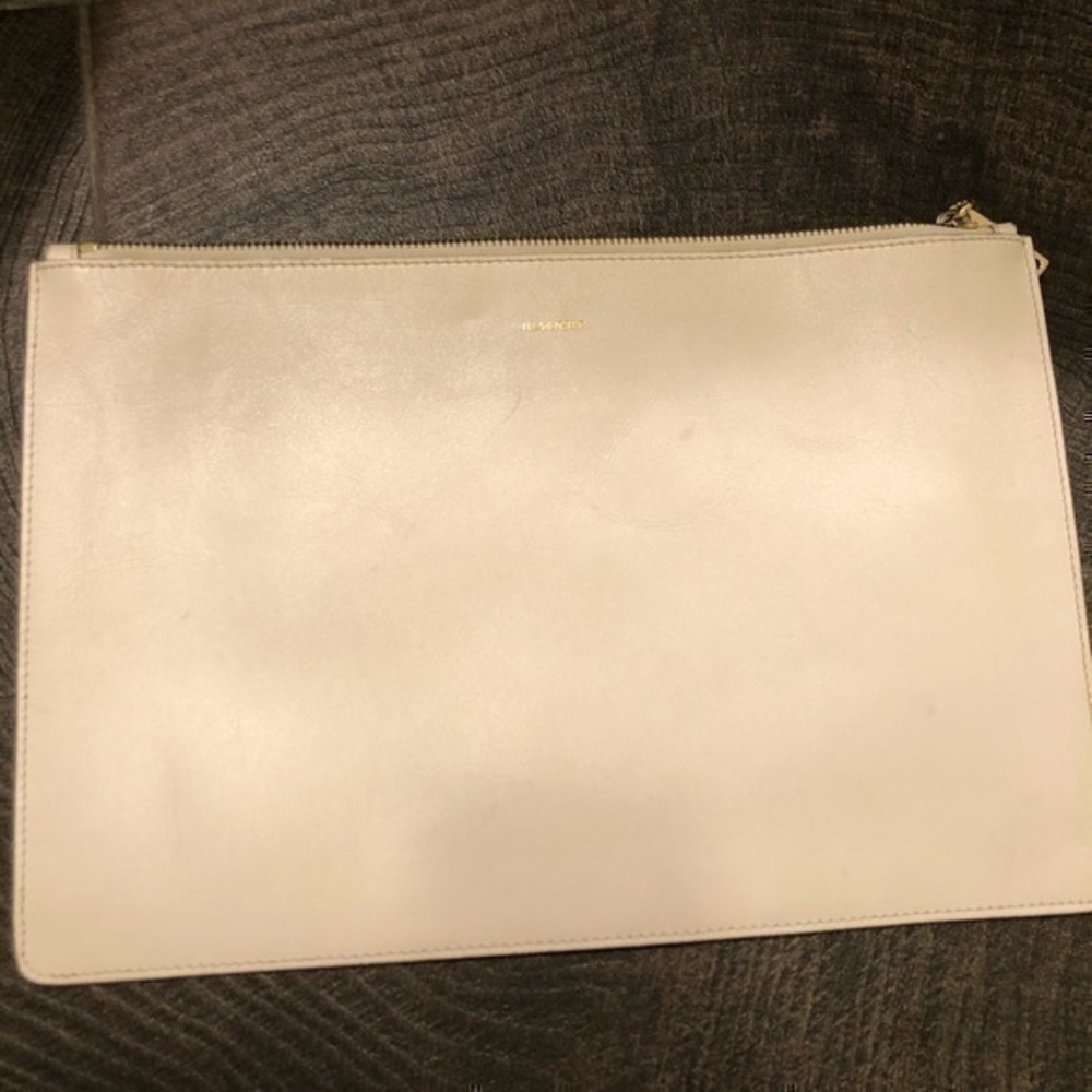 JIL SANDER WHITE LEATHER CLUTCH